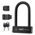 WEST BIKING Bicycle Anti-Theft Alloy Lock 4-Digit Password U-Shaped Lock Bold And Retrievable Password Motorcycle Lock