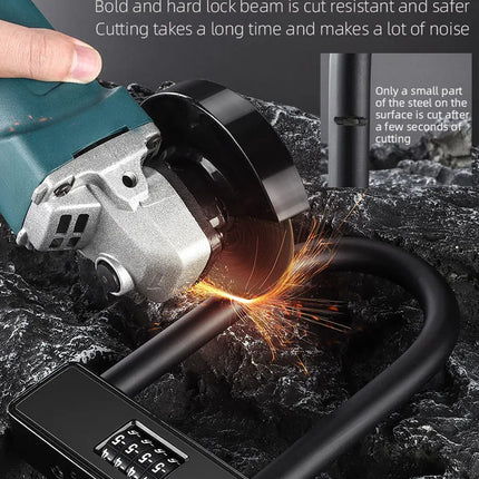 WEST BIKING Bicycle Anti-Theft Alloy Lock 4-Digit Password U-Shaped Lock Bold And Retrievable Password Motorcycle Lock