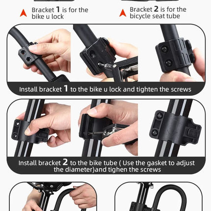 WEST BIKING Bicycle Anti-Theft Alloy Lock 4-Digit Password U-Shaped Lock Bold And Retrievable Password Motorcycle Lock