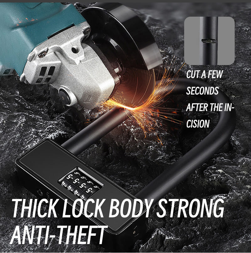 WEST BIKING Bicycle Anti-Theft Alloy Lock 4-Digit Password U-Shaped Lock Bold And Retrievable Password Motorcycle Lock