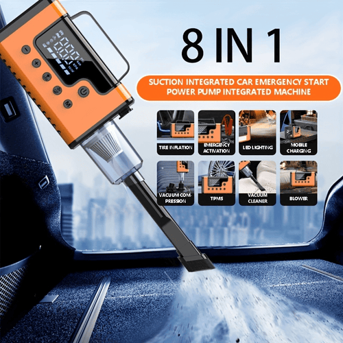 59200mWh Car Jump Starters with Air Compressor, Portable Car Battery Booster, Clean Vacuum Cleaner, 12V Lithium Ion Battery Charger, 150PSI Tire Inflator