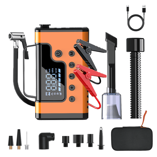 59200mWh Car Jump Starters with Air Compressor, Portable Car Battery Booster, Clean Vacuum Cleaner, 12V Lithium Ion Battery Charger, 150PSI Tire Inflator