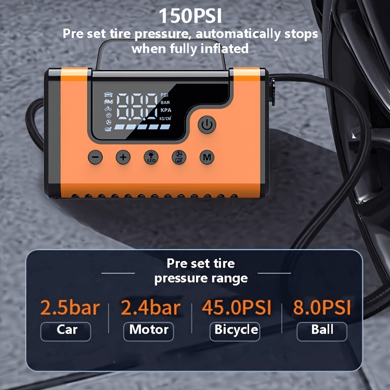 59200mWh Car Jump Starters with Air Compressor, Portable Car Battery Booster, Clean Vacuum Cleaner, 12V Lithium Ion Battery Charger, 150PSI Tire Inflator