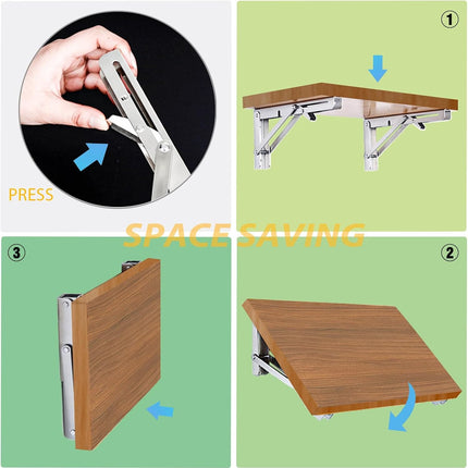 Folding Shelf Brackets 20 Inch Heavy Duty Stainless Steel Collapsible Shelf Bracket for Bench Table, Space Saving DIY Bracket