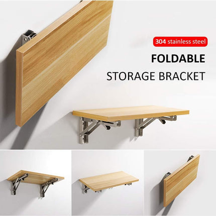 Folding Shelf Brackets 20 Inch Heavy Duty Stainless Steel Collapsible Shelf Bracket for Bench Table, Space Saving DIY Bracket