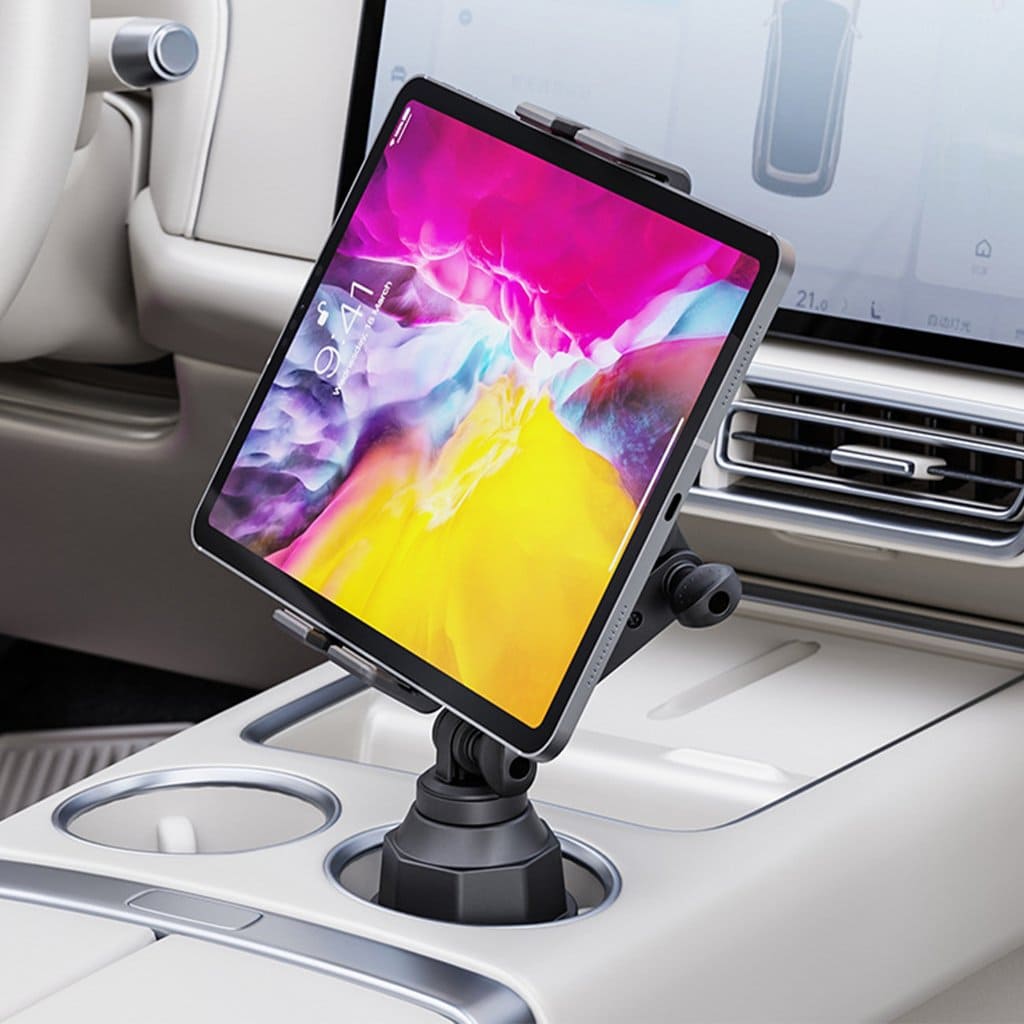 2-in-1 Extendable Base Car Cup and Phone/Tablet Holder Large Mobile Car Mount Easy Extendable PC Holder