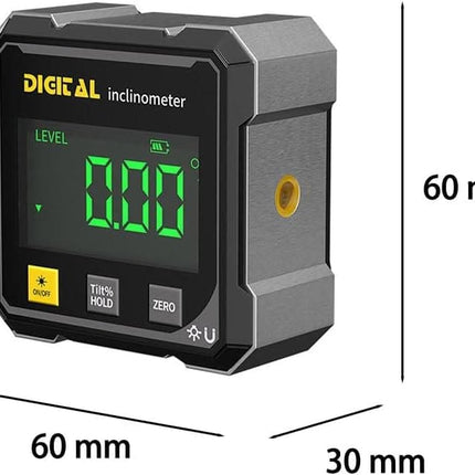 Digital Angle Finder with Electronic Laser – 4-Side Magnetic Angle Gauge, Cube Inclinometer with Backlight, High-Precision Measuring Tool for Woodworking, Table Saw, Hanging (Black)