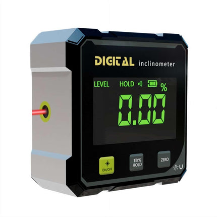Digital Angle Finder with Electronic Laser – 4-Side Magnetic Angle Gauge, Cube Inclinometer with Backlight, High-Precision Measuring Tool for Woodworking, Table Saw, Hanging (Black)