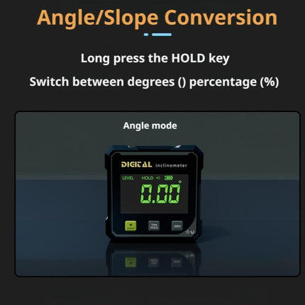 Digital Angle Finder with Electronic Laser – 4-Side Magnetic Angle Gauge, Cube Inclinometer with Backlight, High-Precision Measuring Tool for Woodworking, Table Saw, Hanging (Black)