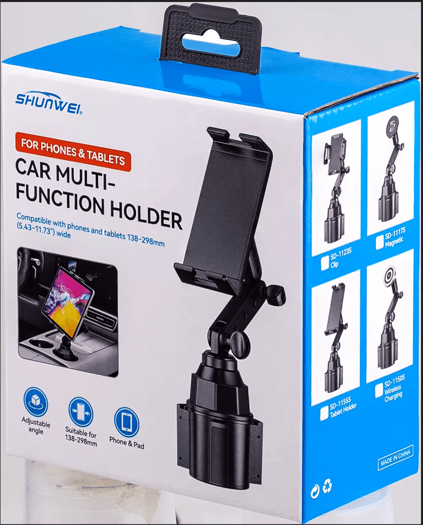 2-in-1 Extendable Base Car Cup and Phone/Tablet Holder Large Mobile Car Mount Easy Extendable PC Holder