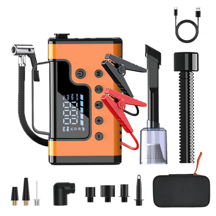 59200mWh Car Jump Starters with Air Compressor, Portable Car Battery Booster, Clean Vacuum Cleaner, 12V Lithium Ion Battery Charger, 150PSI Tire Inflator