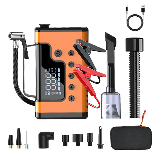 59200mWh Car Jump Starters with Air Compressor, Portable Car Battery Booster, Clean Vacuum Cleaner, 12V Lithium Ion Battery Charger, 150PSI Tire Inflator