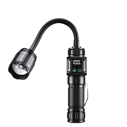 Bendable Magnetic Work Light, USB Rechargeable Work Light with Digital Display, Zoomable Strong Beam Flashlight, Adjustable Hose for Multi-angle Illumination, Shop and Repair Light