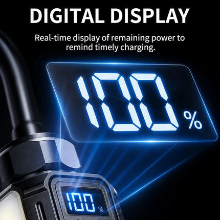 Bendable Magnetic Work Light, USB Rechargeable Work Light with Digital Display, Zoomable Strong Beam Flashlight, Adjustable Hose for Multi-angle Illumination, Shop and Repair Light
