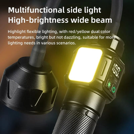 Bendable Magnetic Work Light, USB Rechargeable Work Light with Digital Display, Zoomable Strong Beam Flashlight, Adjustable Hose for Multi-angle Illumination, Shop and Repair Light