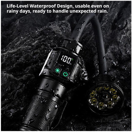 Bendable Magnetic Work Light, USB Rechargeable Work Light with Digital Display, Zoomable Strong Beam Flashlight, Adjustable Hose for Multi-angle Illumination, Shop and Repair Light