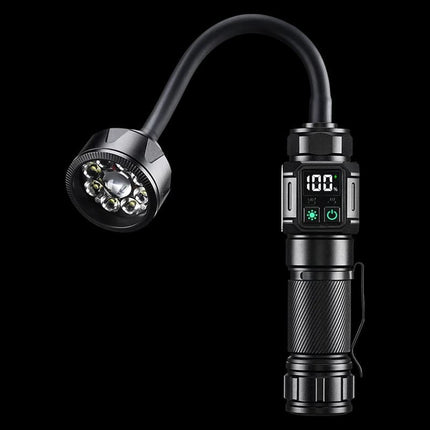 Bendable Magnetic Work Light, USB Rechargeable Work Light with Digital Display, Zoomable Strong Beam Flashlight, Adjustable Hose for Multi-angle Illumination, Shop and Repair Light