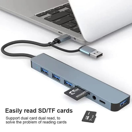 USB C Hub, 8 in 1 USB Multiport Adapter with USB 3.0, 3 x USB 2.0, USB C SD/TF Card Reader