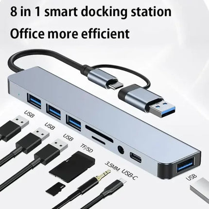 USB C Hub, 8 in 1 USB Multiport Adapter with USB 3.0, 3 x USB 2.0, USB C SD/TF Card Reader